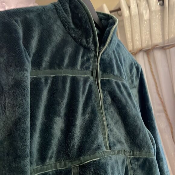 Athleta large emerald green mandarin collar half zip pullover fleece sweatshirt - Picture 3 of 7